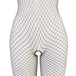 NO:XQSE Catsuit Aus Netz, Ouvert, Mit Spitzenhalsband