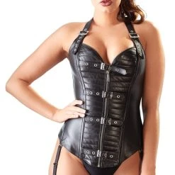 Zado Corsage Aus Lammnappa-Leder, Mit Steppung Und Schnürung