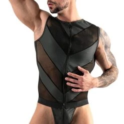 Svenjoyment Kurzoverall Aus Elastischem Powernet Mit Mattlook-Einsätzen