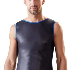 Svenjoyment Shirt Im Schwarzen Mattlook Mit Kontrastfarbe Royalblau