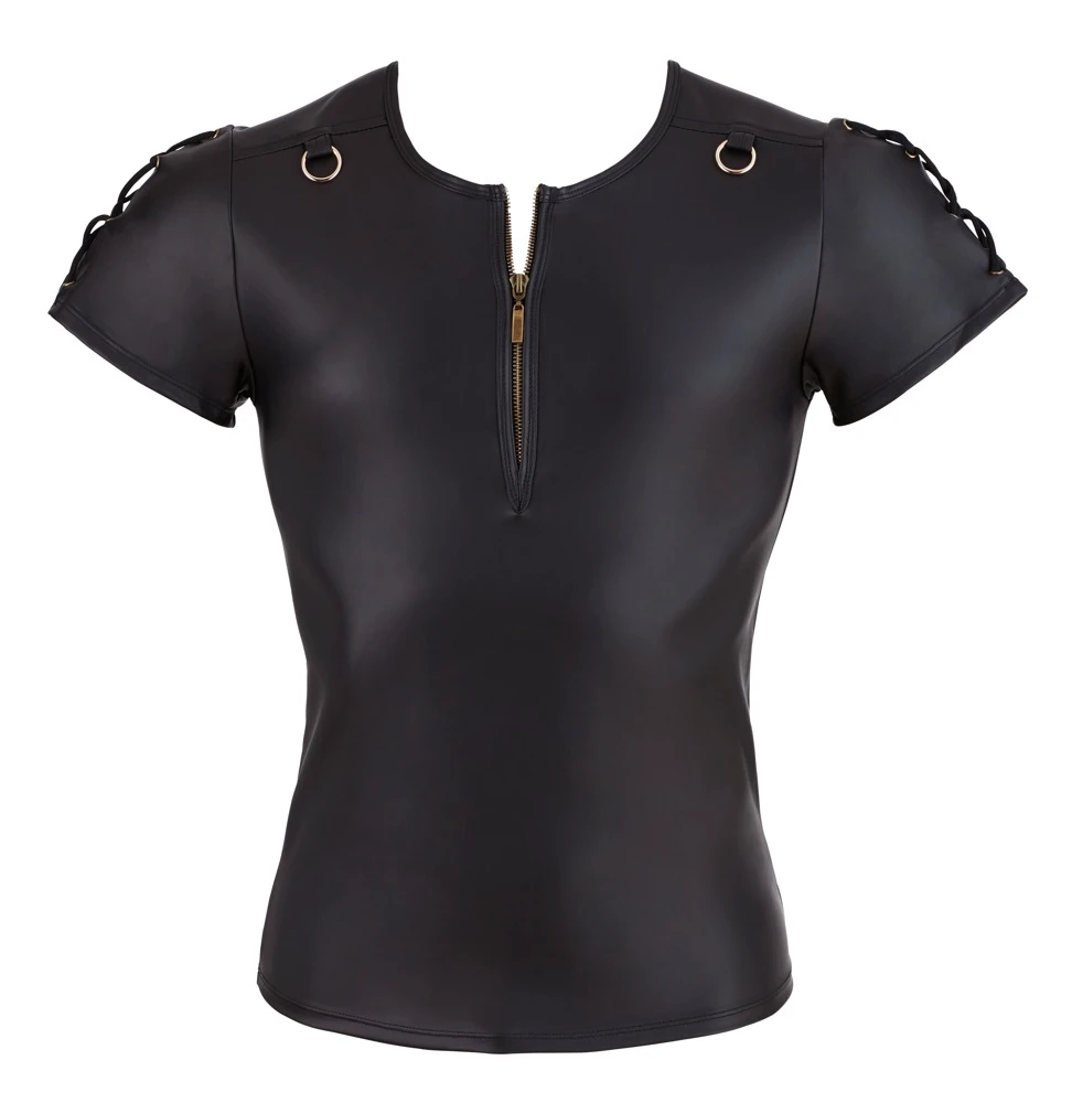 NEK Shirt Im Schwarzen Mattlook Mit Kurzem Reißverschluss – Bild 5