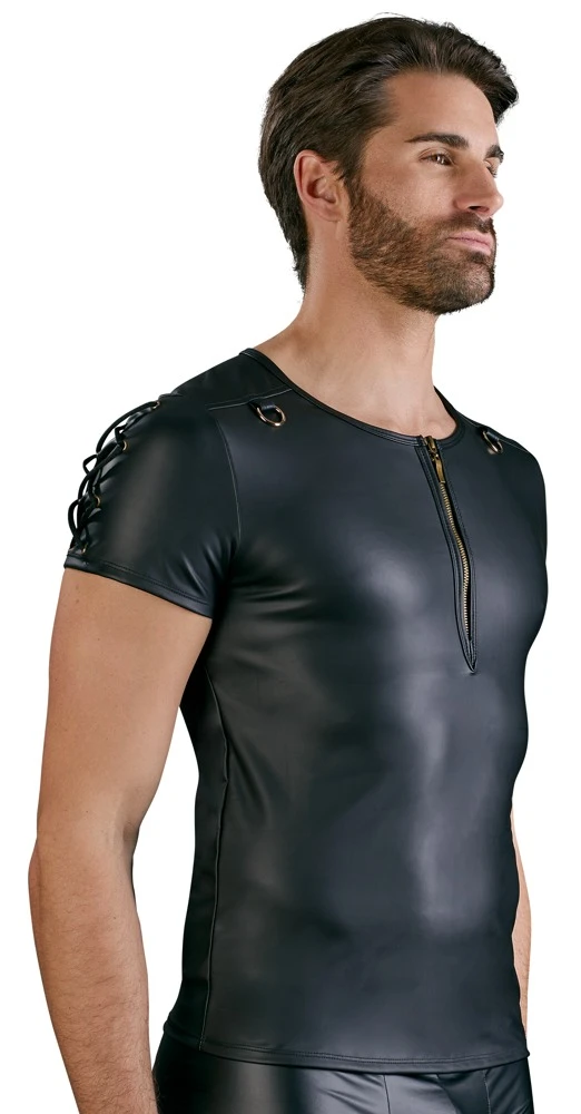 NEK Shirt Im Schwarzen Mattlook Mit Kurzem Reißverschluss – Bild 2