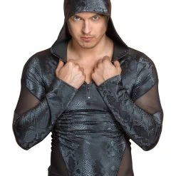 NEK Shirt In Mattglänzender Schlangenhaut-Optik Mit Powernet-Einsätzen