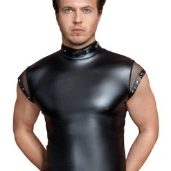 NEK Shirt Im Mattlook Mit Kurzen Netz-Ărmeln