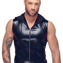 Noir Shirt In Schlangenhaut-Optik Mit Kapuze Aus Weichem Powernet