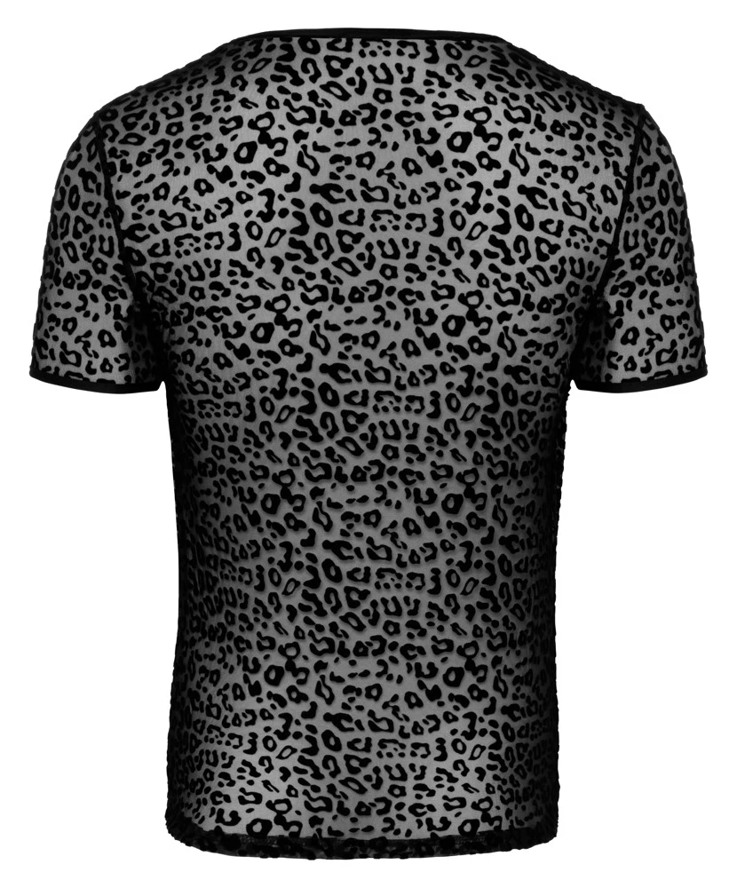 Noir Shirt Aus Feinem Powernet Mit Leo-Samtflockprint – Bild 5