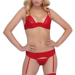 Cottelli Lingerie Bügel-BH Plus Straps-String, Rot
