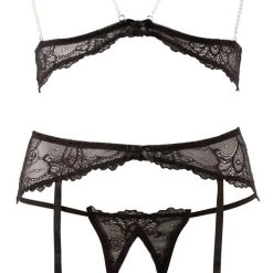 Abierta Fina 3-teiliges Straps-Set, Ouvert, Mit Schmuckperlenu00a0