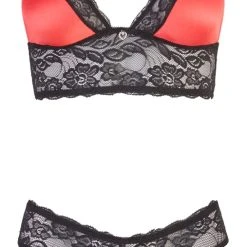 Cottelli Lingerie Soft-BH Plus String, Ouvert, Aus Spitze Und Satin