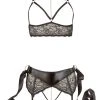 Cottelli Bondage BH Ouvert Plus String Ouvert Mit Strapsen