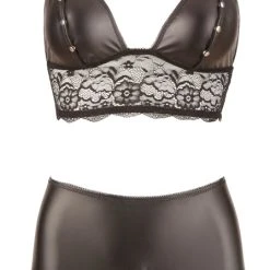 Cottelli Bondage 3-teiliges Straps-Set, Ouvert, Mattlook Mit Blütenspitze