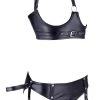 Cottelli Bondage Ouvert-BH Plus Straps-Slip „Bondage“ Im Schwarzen Mattlook