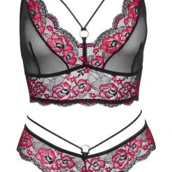 Cottelli Lingerie BH Plus String Mit Zweifarbigen Spitzeneinsätzen