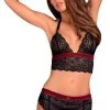 Obsessive 3-teiliges Straps-Set "Rossita" Aus Feiner Elastischer Spitze