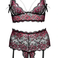 Cottelli Curves Soft-BH Plus Straps-Slip Ouvert, Komplett Aus 2-farbiger Blütenspitze