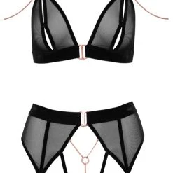 Abierta Fina BH Plus Straps-Slip Ouvert Mit Samt-Details Und Roségoldfarbenen Accessoires