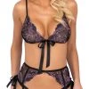 Kissable 3-teiliges Straps-Set Mit Satin-Bindeschleifen