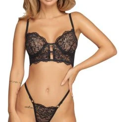 La Finesse DESSOUS Bügel-BH Plus String Aus Weicher Spitze