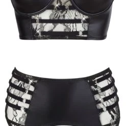 Abierta Fina 3-teiliges Hebe-Set Mit Strapsgurt Plus String Ouvert