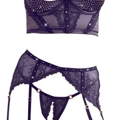 Abierta Fina Hebe-Set Aus Spitze Und Samtelementen