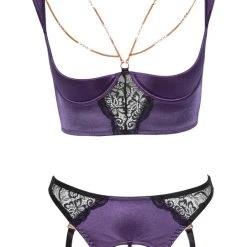 Abierta Fina Hebe Plus Straps-Slip Ouvert, Edler Mix Aus Stretch-Satin Und Spitze
