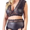 Cottelli Curves Top Plus Straps-Slip Im Mattlook Mit Spitze
