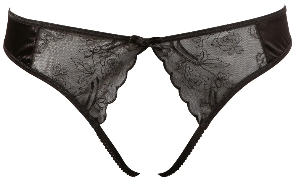 Cottelli Lingerie String Ouvert Aus Satin Und Spitze