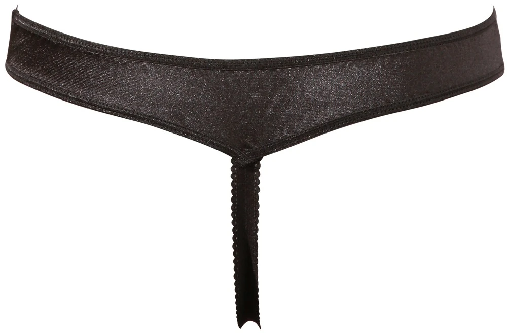 Cottelli Lingerie String Ouvert Aus Satin Und Spitze – Bild 2