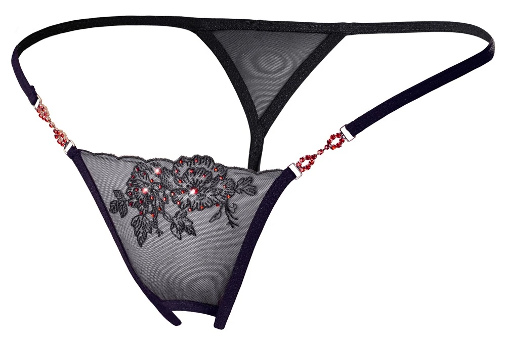 Cottelli Lingerie String Ouvert Mit Roten Steinchen