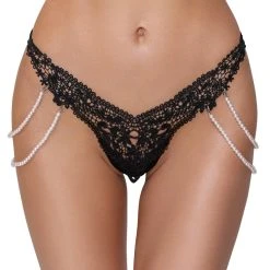 Cottelli Lingerie Riostring Mit Kostbarer Stickereispitzen-Front, Hinten Stretchmaterial