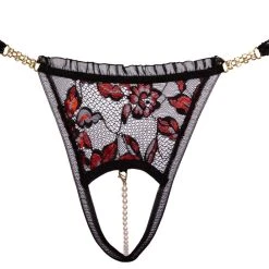 Cottelli Lingerie Riostring Ouvert Aus 2-farbiger Spitze Mit Strassdetails