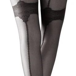 Cottelli Legwear Strumpfhose Ouvert Mit Strumpfband Und Ziernaht