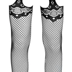 Cottelli Legwear Strapsstring Ouvert Mit Angewebten Strümpfen, In Netz- Und Spitzenoptik