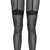 Cottelli Legwear Strumpfhose Ouvert In Strapsgurt-Optik Aus Feinem Netzmaterial