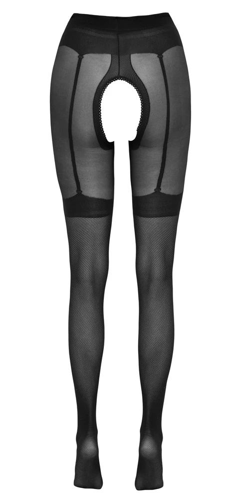 Cottelli Legwear Strumpfhose Ouvert In Strapsgurt-Optik Aus Feinem Netzmaterial – Bild 2