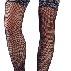 Cottelli Legwear Straps-Strümpfe Aus Weichem Netz Mit 2-farbigem Spitzen-Abschluss