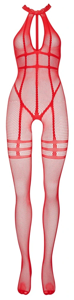 La Finesse DESSOUS Catsuit Ouvert, Weiches Netz In Streifenoptik, Nahtlos Gefertigt