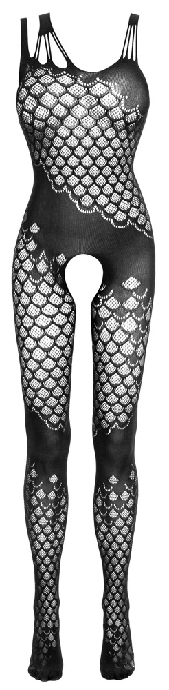 NO:XQSE Catsuit Ouvert In Feiner Elastischer Grafik-Netzstruktur, Nahtlos Gefertigt