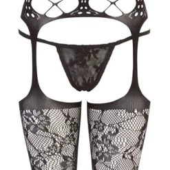 NO:XQSE Strapshemd Mit Angenähten Strümpfen Plus String