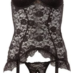 Cottelli Lingerie Strapshemd Aus Blu00fctenspitze Mit Hebe Plus String Ouvert