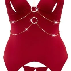 Abierta Fina Strapshemd Plus String Mit Abnehmbaren Dekorationselementen