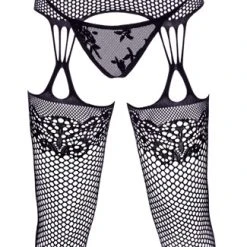 NO:XQSE Strapshemd Plus String, Mit Angewebten Naht-Strümpfen, Eingewebte Ornamente