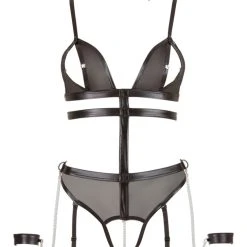 Cottelli Bondage Body Ouvert, Wetlook Und Powernet In Harness-Optik Inkl. Halsband