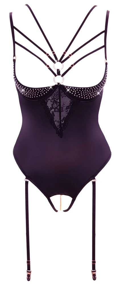 Abierta Fina Hebe-Strapsbody Mit Abnehmbarem Schrittkettchen