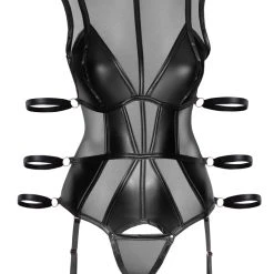 Cottelli Bondage Body Mit Strapsen, Mit Jeweils 3 Armfesseln Seitlich