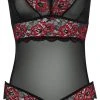 Cottelli Lingerie Body Ouvert Aus 2-farbiger Floral-Spitze Und Powernet