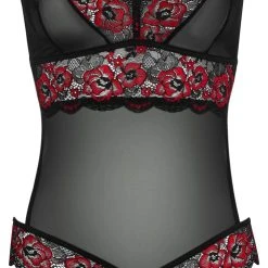Cottelli Lingerie Body Ouvert Aus 2-farbiger Floral-Spitze Und Powernet
