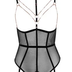 Abierta Fina Body Ouvert Mit Strapsen, Halsband Und Strassketten, Alles Abnehmbar