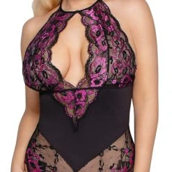 Cottelli Curves Body Aus 2-farbiger Spitze, Mit Schrittverschluss