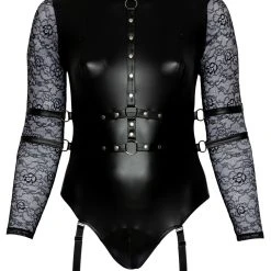 Cottelli Bondage Body Inklusive 4 Armfesseln, Zips über Den Brüsten Und Im Schritt